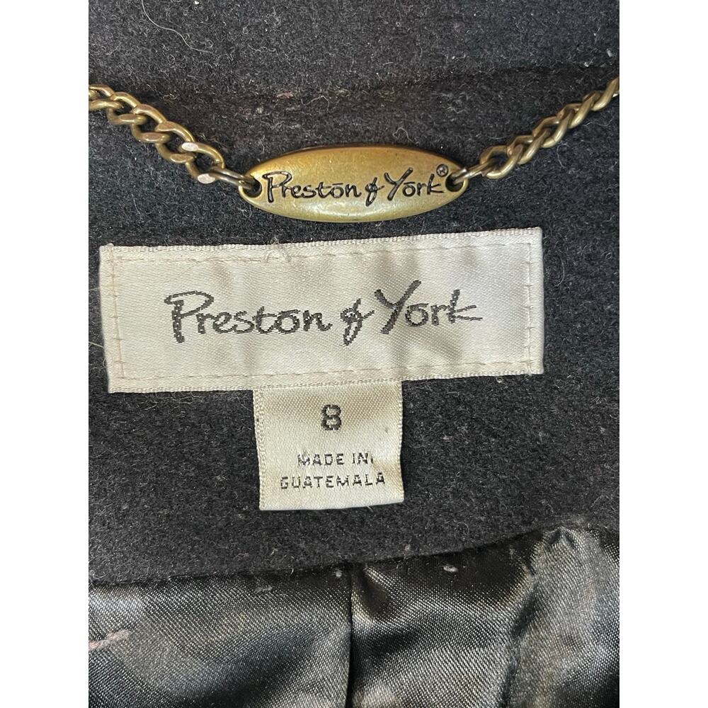 Preston & York Y2K Wool Cashmere Coat Women’s Sz 8 Black Gold Button Tailored - Picture 4 of 9